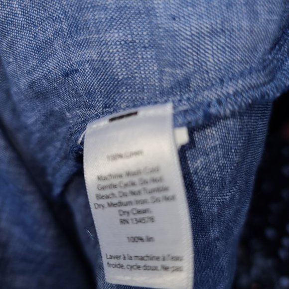 Vineyard Vines size S Linen Mini Tunic Dress Cold strap Shoulder Chambray Shift - Picture 7 of 7